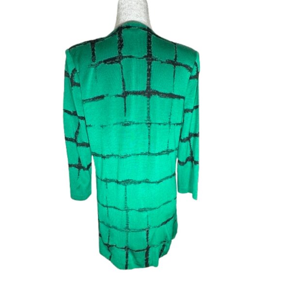 NWT Misook Women's Green and Black Open Front 3/4" Sleeve Cardigan Size Medium - Picture 2 of 7